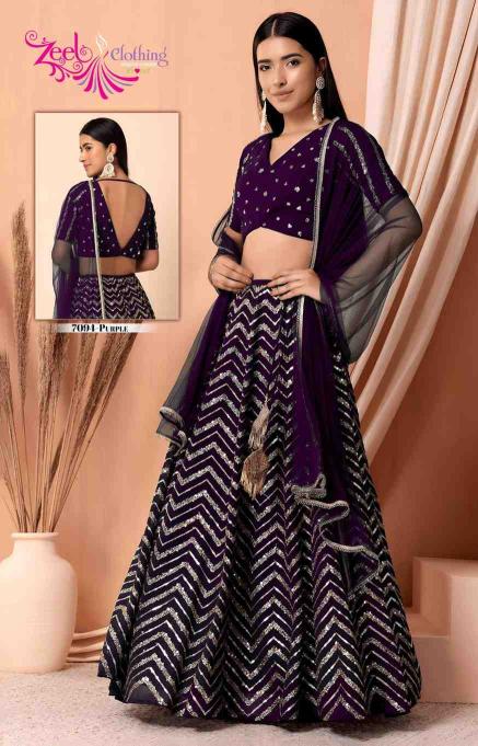 Zeel Clothing vol 33 Georgette Blue Lehenga choli manufacturers in Delhi